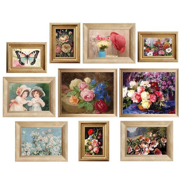 WJXCYGG 10 Pcs Gold Vintage Picture Frames for Wall or Tabletop Display Ornate French Country Frame Collage with 8x10 5x7 4x6 Frames Set for Gallery Bedroom Living Room