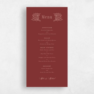 Currant Red Wedding Menu - Anthea