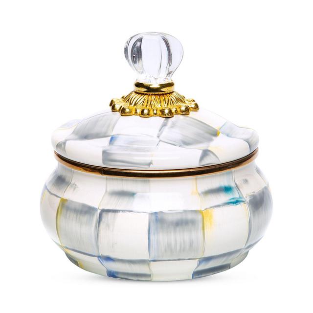 Mackenzie-Childs Sterling Check Enamel Squashed Pot