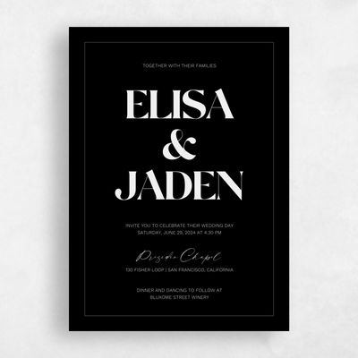 Black Wedding Invitation - Carlisle Classic