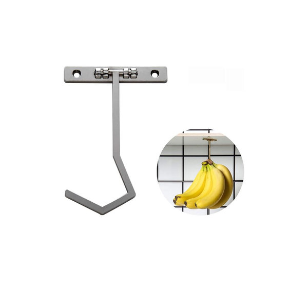 Metal Banana Hanger - Under Cabinet Hook for Kitchen Items. Keep Bananas Fresh (Gun Color X 1pc)