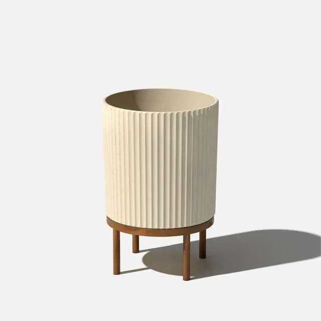 Veradek Mason Series Raised Demi 16" Plastic-Stone Planter with Stand - Sand/Brown
