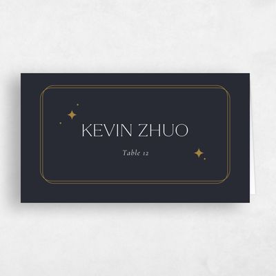 Ebony, Black Wedding Place Card - Jelani