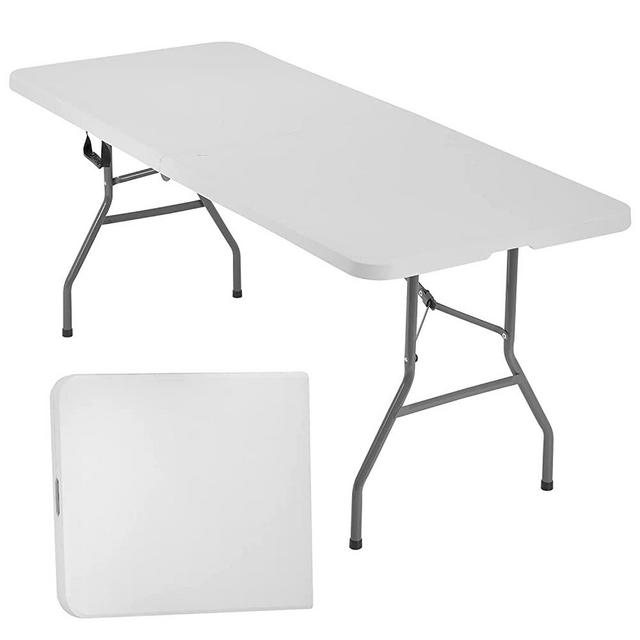 Folding Tables, Plastic 6ft Folding Table,Half Portable Foldable Table for Parties, Backyard Events,White