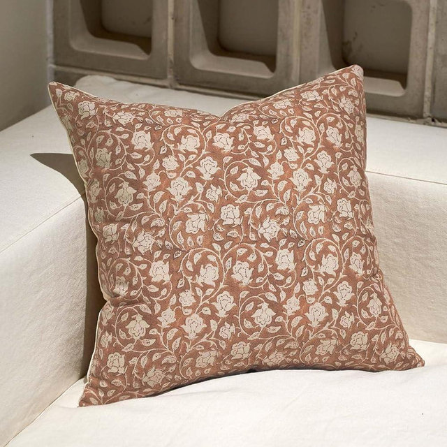 DOMVITUS Floral Pillow Covers 20x20, Throw Pillows for Couch, Floral Print Pillow Cover, Decorative Neutral Accent Throw Pillow Covers for Living Room, 1PC, Brownish Orange