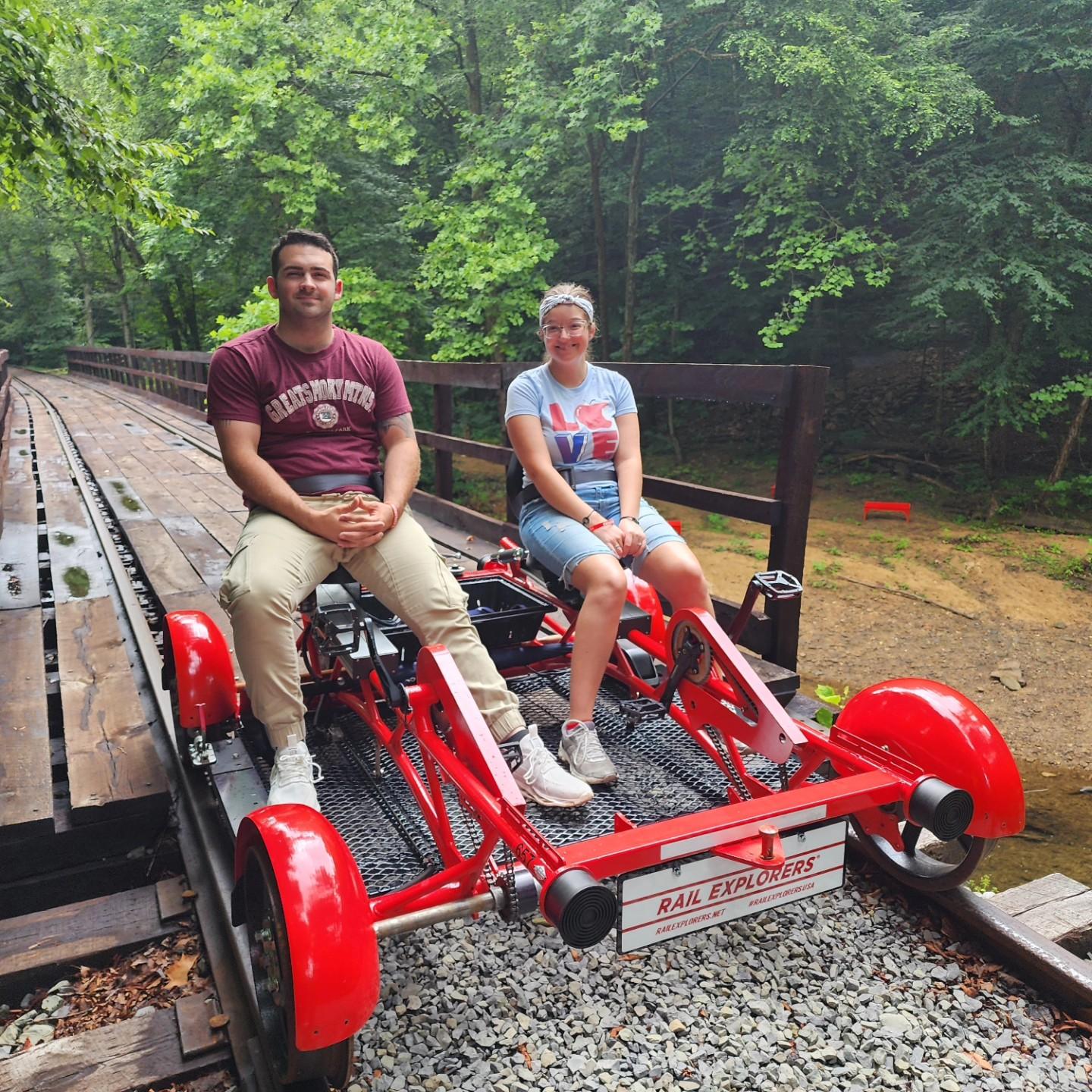 Our wilderness adventure on our railroad contraption.
