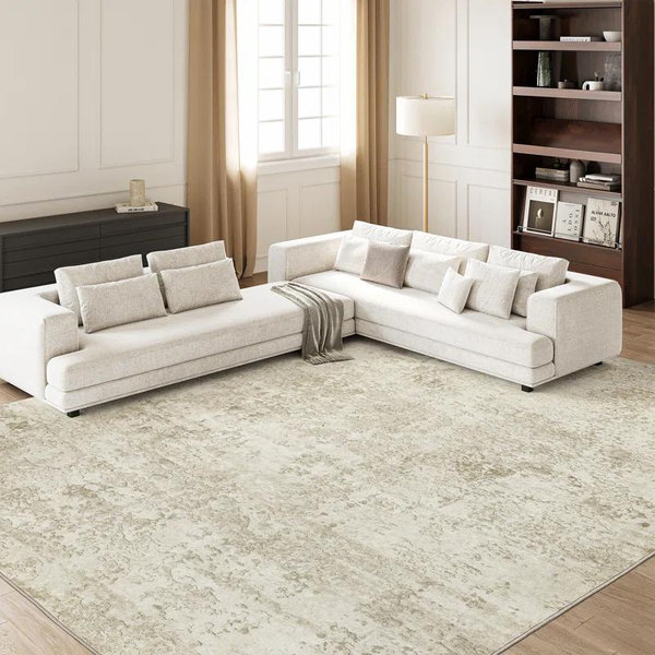 Washable Rug, Anti-Slip Abstract Area Rug, Stain Resistant Rugs for Living Room(Beige) - Beige, Rectangle 8' x 10'