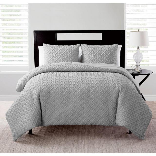 King Nina Ii Embossed Comforter Set Gray - VCNY Home