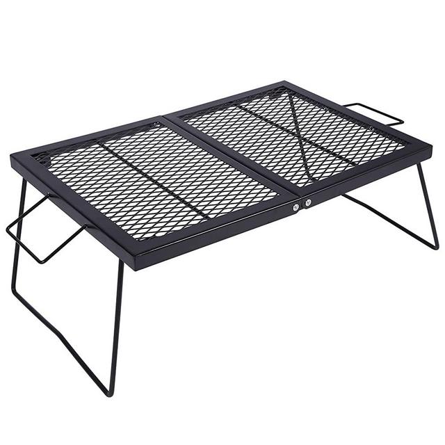 REDCAMP Folding Campfire Grill Heavy Duty Steel Grate, Portable Over Fire Camp Grill for Outdoor Open Flame Cooking Large