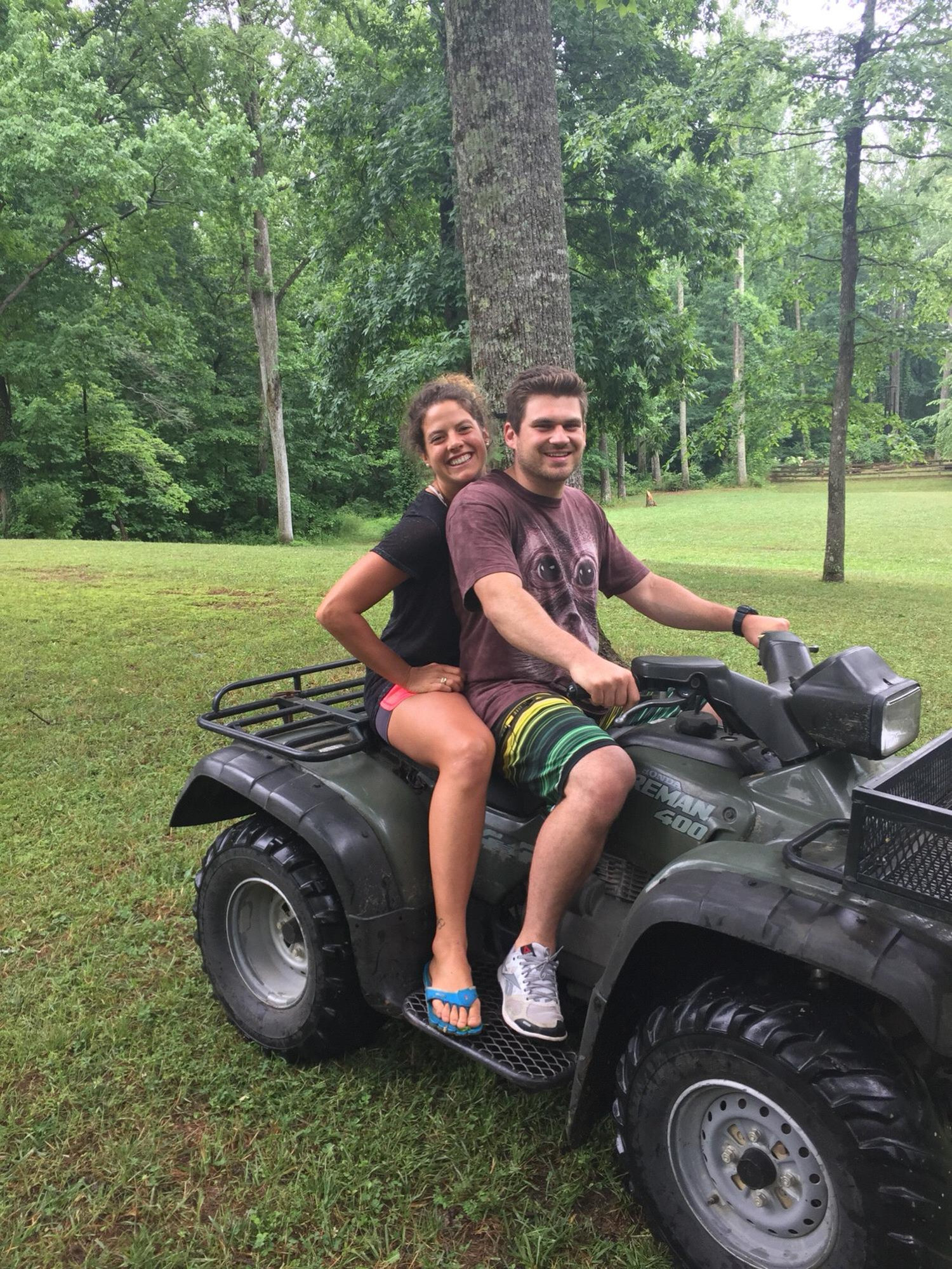 Danny's fav, 4-wheeling....he so wants one himself one day