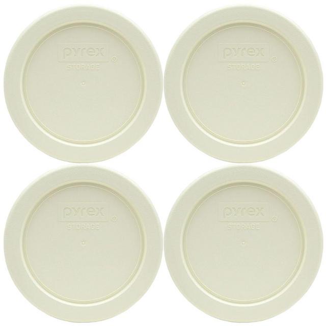 Pyrex 7202-PC Sour Cream Plastic Food Storage Replacement Lids - 4 Pack Made in the USA