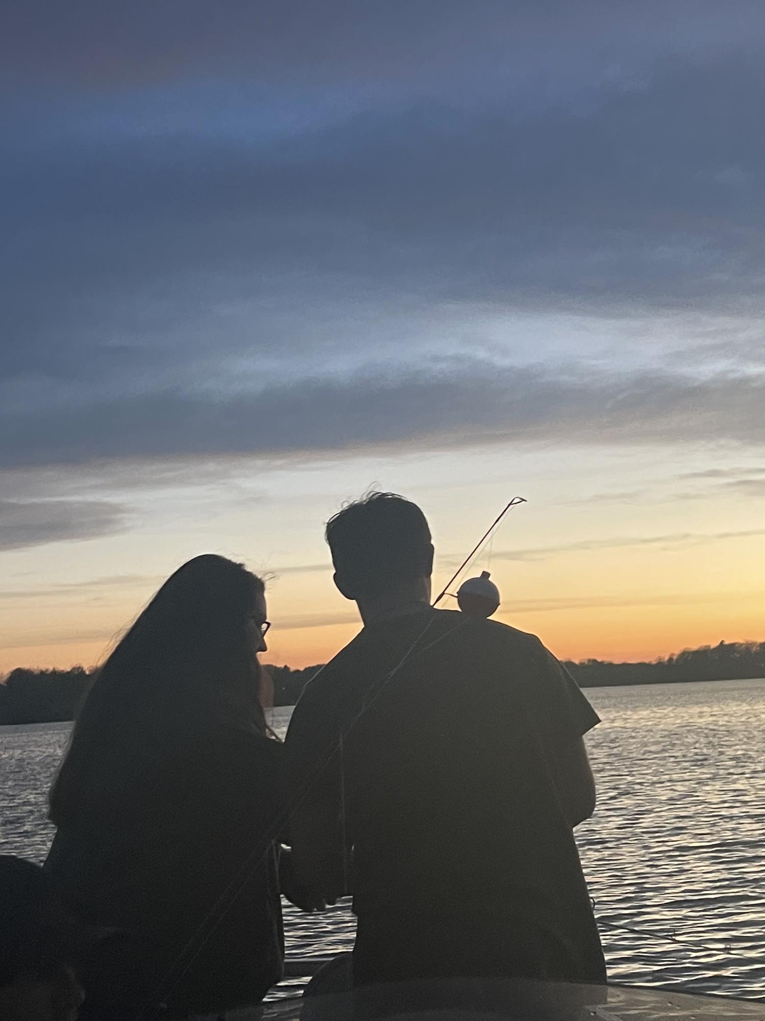 The bride and groom love fishing together!