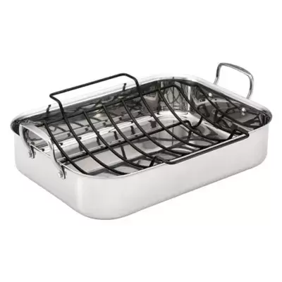 Anolon® Tri-Ply Clad Nonstick 17-Inch x 12.5-Inch Stainless Steel Rectangular Roaster w/Rack