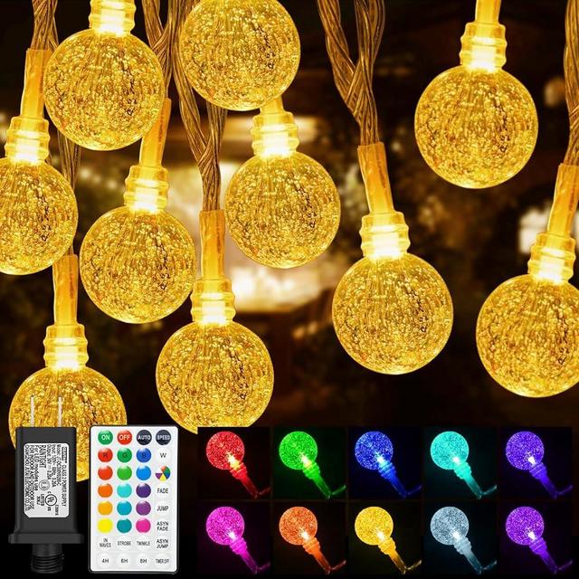 Color Changing String Lights Indoor, 33ft 60LED Connectable Plug in Crystal Globe String Lights Remote, Decorative Outdoor Lights for Girl Gift Room Wall Patio Garden Tent Camp Party Christmas Décor