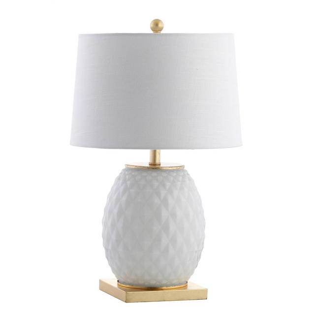 JONATHAN Y Diamond 25.5" LED Glass Table Lamp in White/Gold