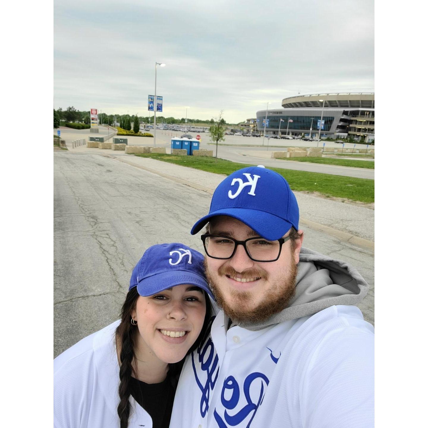 Our first Royals game this year when we got there before literally anyone else to tailgate. Go Royals!