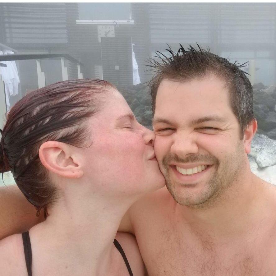 Enjoying the Blue Lagoon in Iceland. It was freezing out of the water but warm and relaxing in the lagoon!