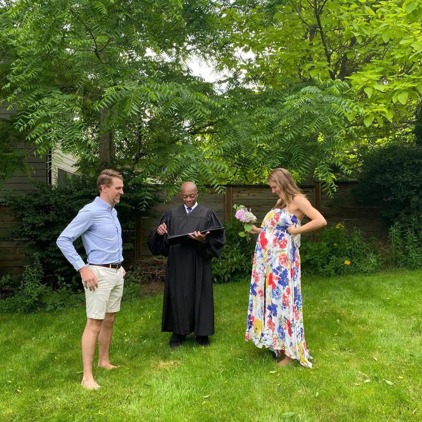 We also had a little intimate wedding ceremony in our back yard (to get ready for baby) but we cannot wait for the "real deal" in Vermont