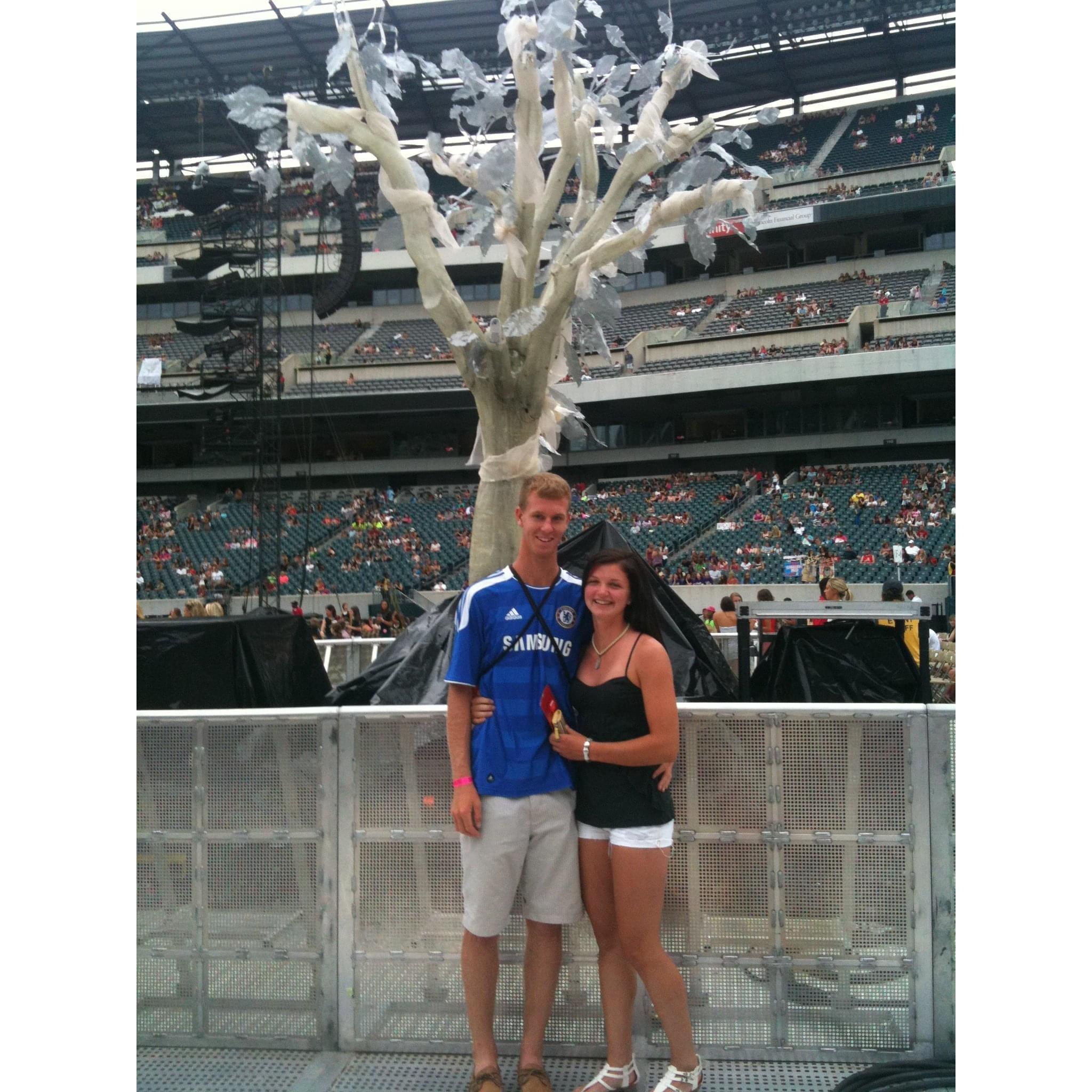 Our first year anniversary! Nick surprised Shannon with Taylor Swift concert tickets.