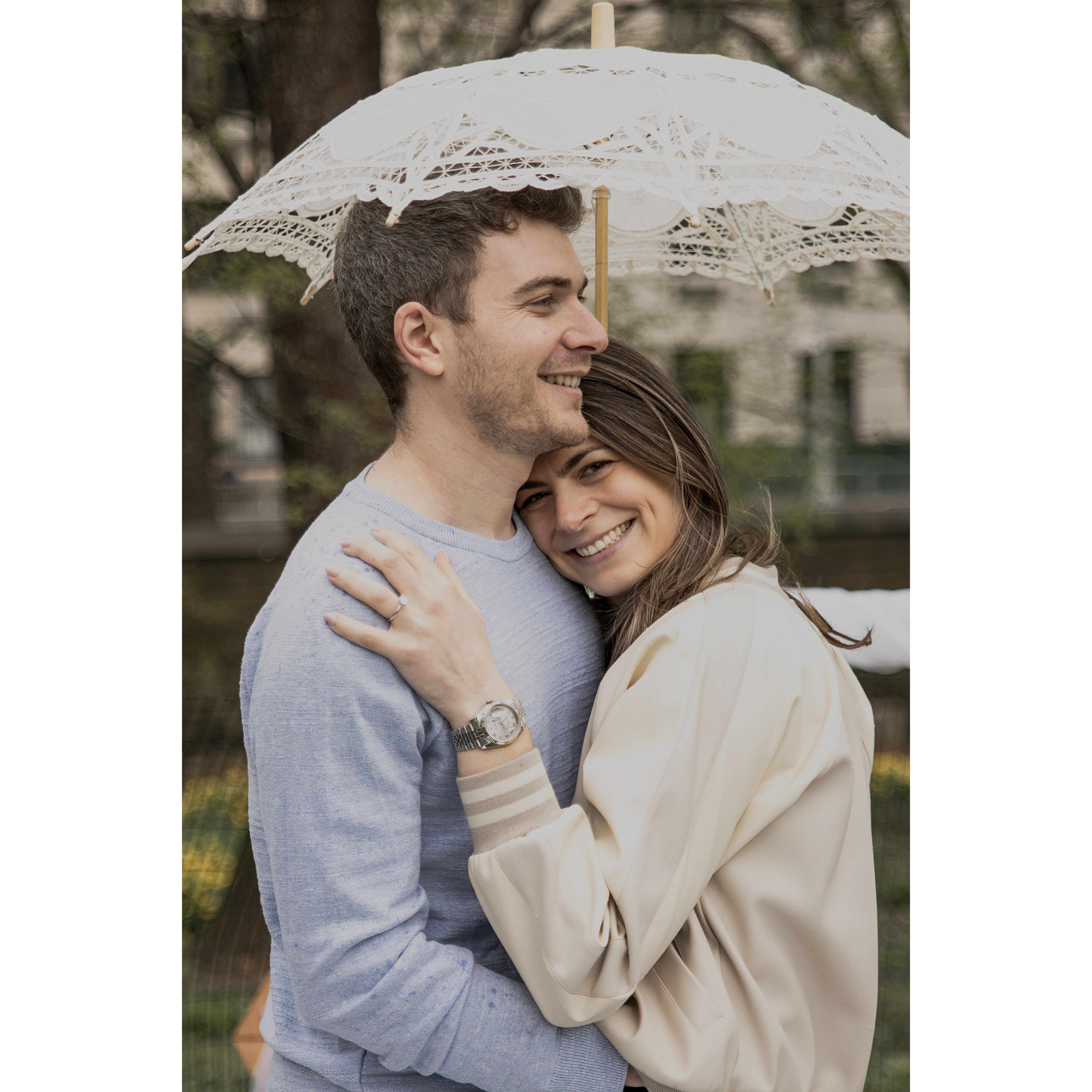 We got engaged. It rained a little