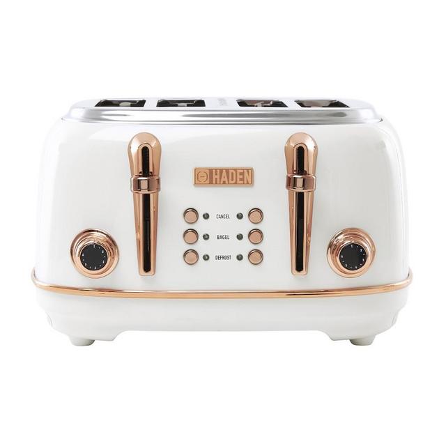 Haden Heritage 4-Slice Wide Slot Toaster, Ivory & Copper