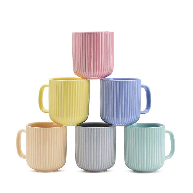 Servo Best Handmade Cermaic Coffee Mug set of 6, Capacity of Ceramic Cup 11 Oz, Coffee Lover, Ideal Gift for Thanksgiving, Home décor, Microwavable & Dishwasher Safe - Pack of 6 Multicolor