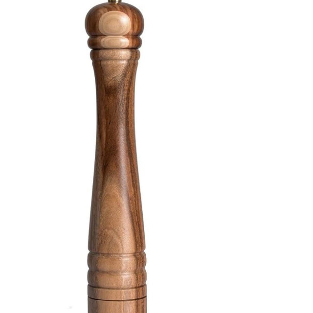 DeroTeno Pepper Mill, Pepper Grinder with Adjustable Stainless Steel Grinder, Acacia Wood, Height 30 cm / 12 inch