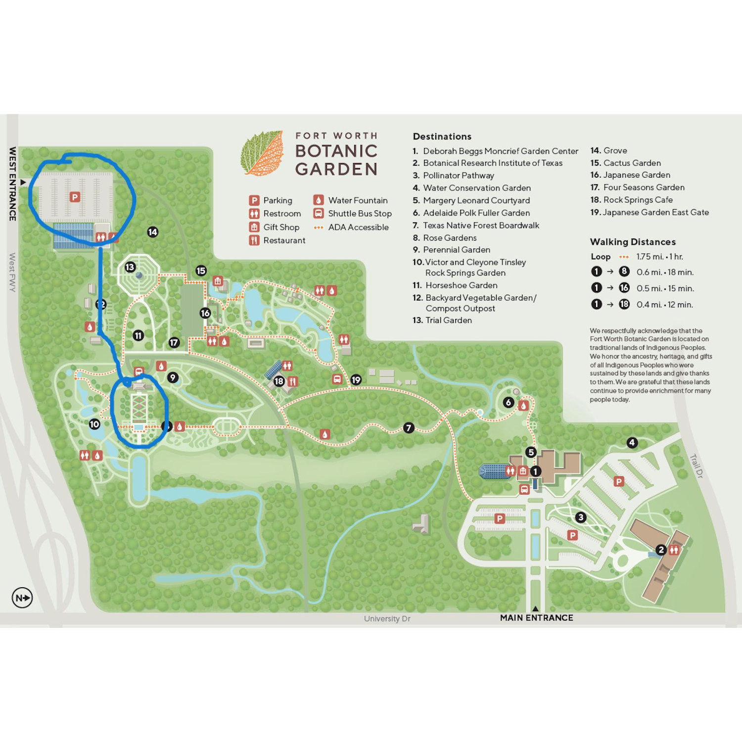 Parking map and wedding location within the gardens