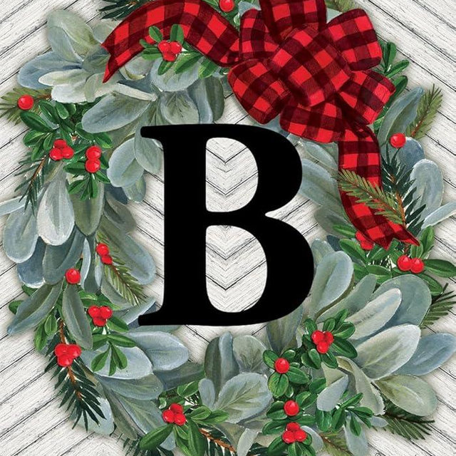 Briarwood Lane Winter Wreath Monogram Letter B Garden Flag