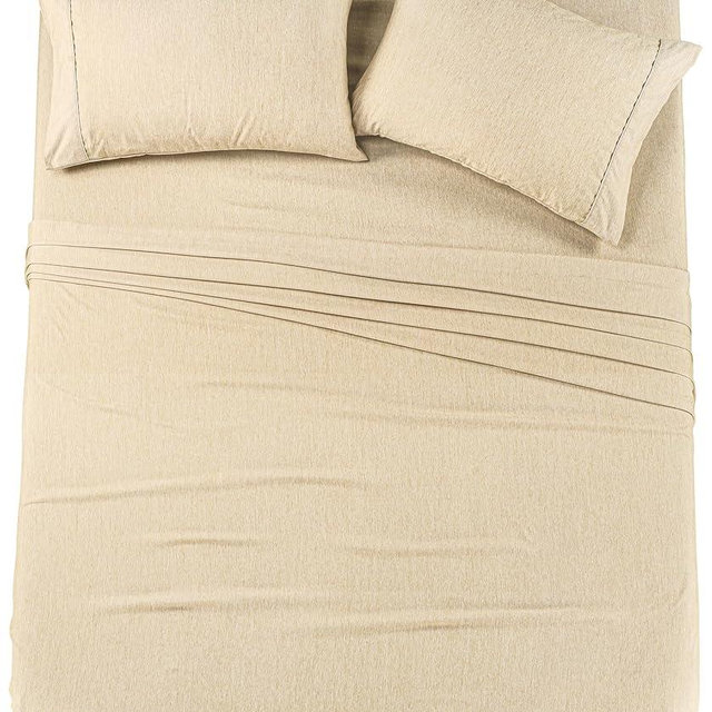 Utopia Bedding Queen Bed Sheets Set - 4 Piece Bedding - Brushed Microfiber - Shrinkage and Fade Resistant - Easy Care (Queen, Heather Oatmeal)