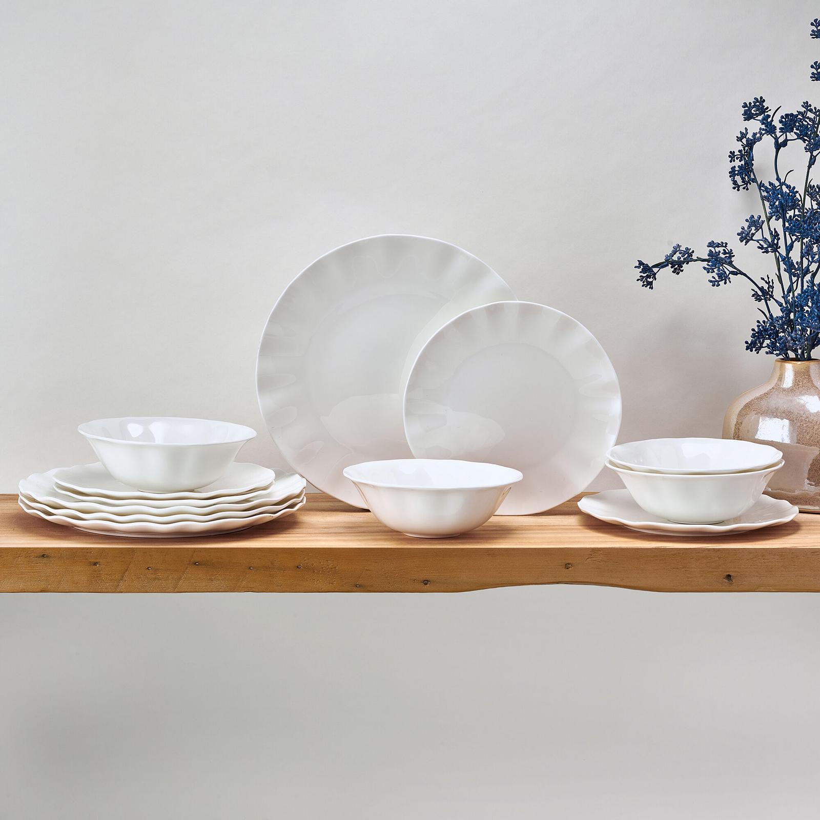 Mikasa, Elodie 12-Piece Scalloped Dinnerware Set, Service for 4 | Zola