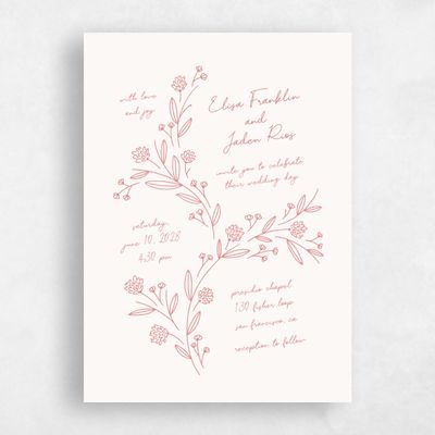 Pink Coral Wedding Invitation - Larian Portrait