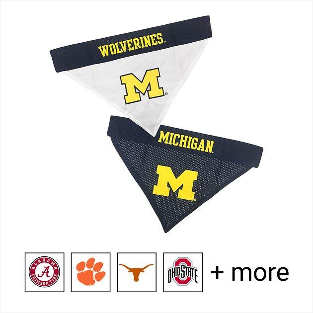 PETS FIRST NCAA Reversible Dog Bandana, Michigan, Small/Medium - Chewy.com