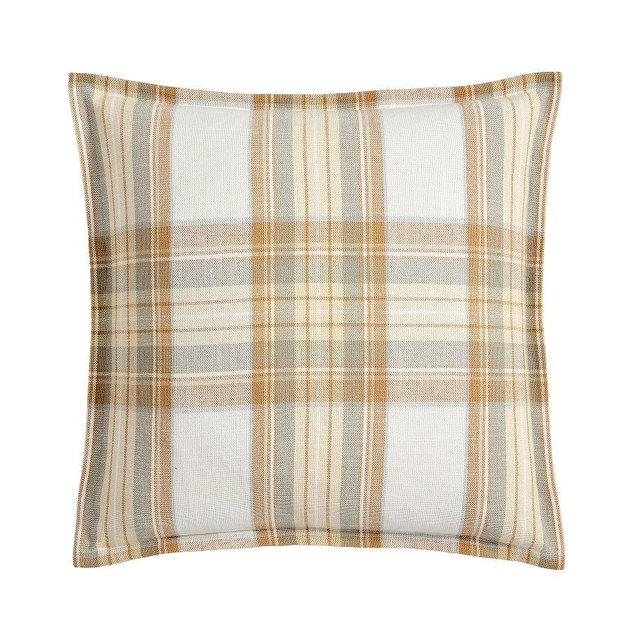Stewart Plaid Cotton Sham, Neutral Multi, Euro