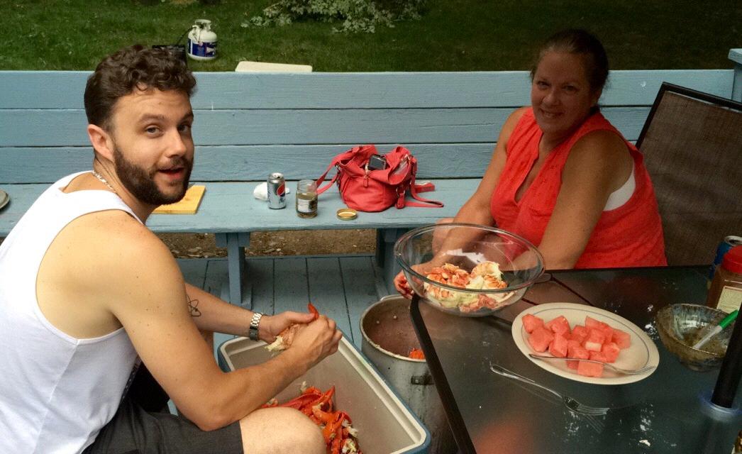 Donald and his mother showing CT how lobsters are done!