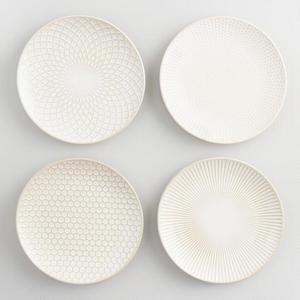 White Textured Stoneware Plates Set of 4