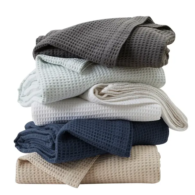 100% Cotton Waffle Weave All-Season Bed Blanket - Great Bay Home