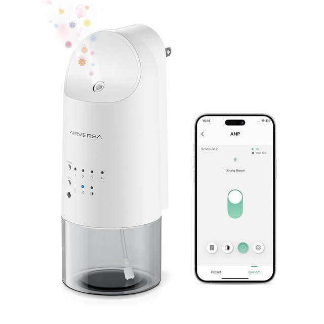 Airversa Smart Waterless Diffuser Plug in Wall for Essential Oils, 160mL, App Control Scent Diffuser with Buttons, Up to 800 sq ft, Oil Diffuser for Home, Room, Spa, Office, Studio, ANP White