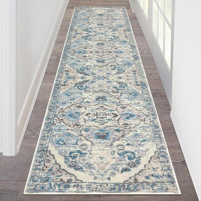 HEBE Hallway Runner Rug 2'x8' Washable Vintage Distressed Area Rugs Non Slip Laundry Rug Runner Boho Floor Carpet Runners for Hallways Entryway Laundry Room Kitchen Bathroom