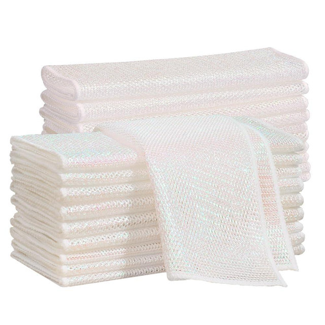 JOYMOOP Multipurpose Wire Dish Rags 11.8" x11.8", Rainbow Laser Dish Cloths for Washing Dishes, Reusable Cleaning Cloths, Non-Scratch Dishwashing Rags for Dishes, Glass, Stainless Steel - 20 Pack