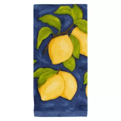 KitchenSmart® Colors Painterly Lemons Fiber Reactive Kitchen Towel in Navy