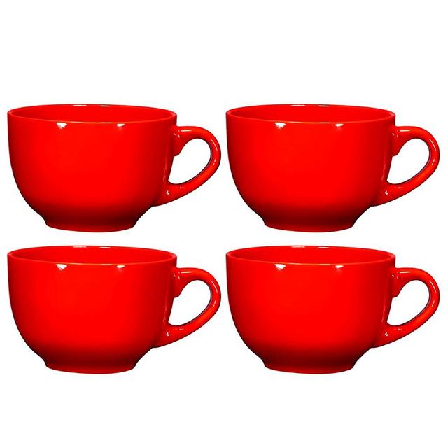Jumbo Coffee and Cereal Set of 4 Wide Ceramic Mug , 24 Ounce, Multi Purpose Wide Mug for Soup, Cappuccino, Latte Coffee,Tea, Cereal Bowl, Ice Cream Dessert Bowl, Gradient Red