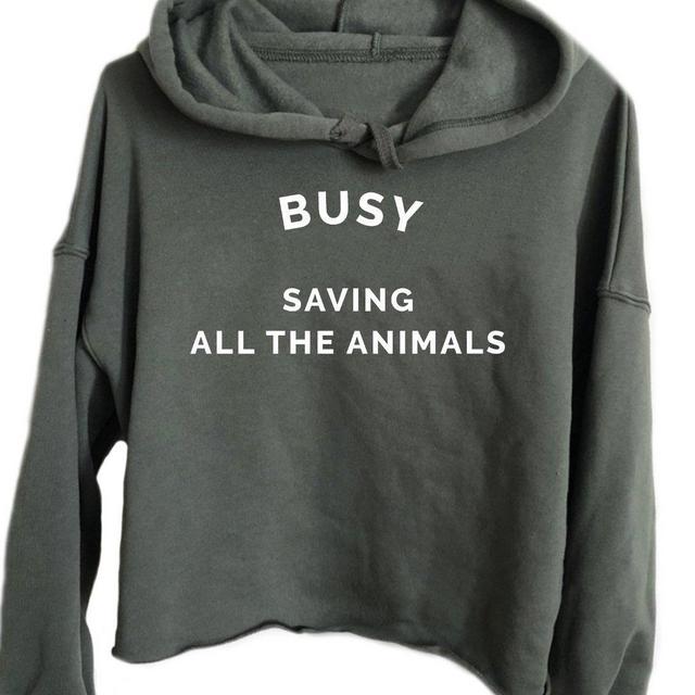 Busy Saving All The Animals - Athletic Crop Hoodie