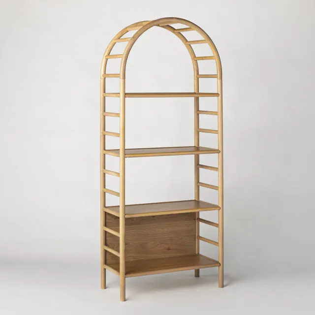 4 Shelf Holladay Curved Wooden Bookcase Brown - Threshold™ designed with Studio McGee