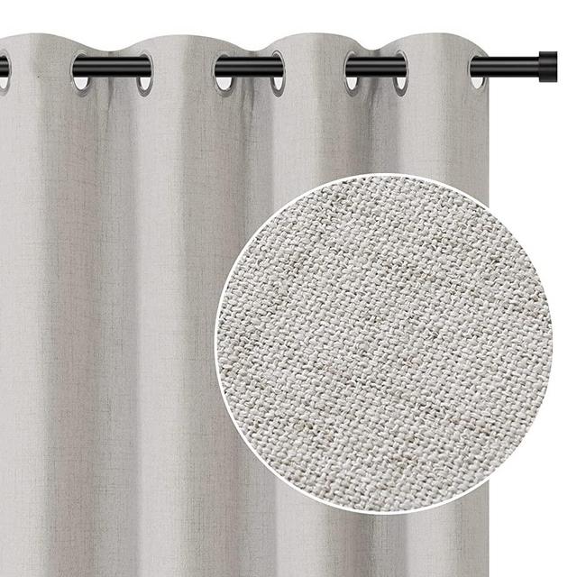 INOVADAY 100% Blackout Curtains 84 Inch Length 2 Panels Set, Thermal Insulated Linen Blackout Curtains & Drapes Grommet Room Darkening Curtains for Bedroom Living Room- Beige, W50 x L84