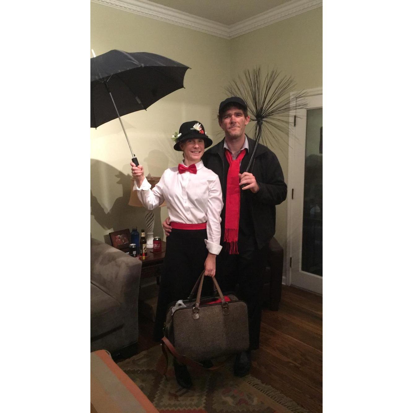 Impromptu Mary Poppins costumes created day of for our last Halloween in St. Louis