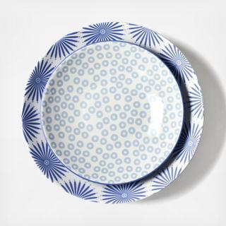 Iris Blue Burst Pip Mix Pasta Bowl, Set of 2