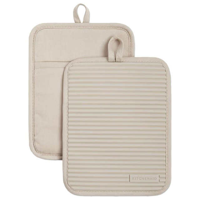 KitchenAid Ribbed Pot Holder 2-Pack Set, Milkshake