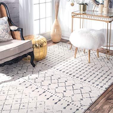 nuLOOM Moroccan Blythe Area Rug, 8' x 10', Grey/Off-white