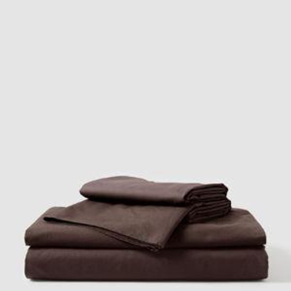 Home Organic Cool-air Percale Sheet Set made with Organic Cotton | Pact | French Roast